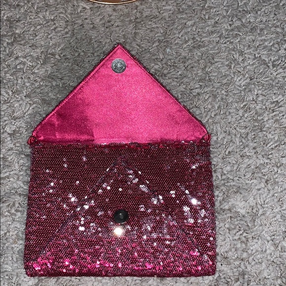 Pink and Silver Envelope Purse with Silver Chain - Picture 4 of 6